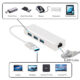 3 Ports USB 3.0 Gigabit Ethernet Lan RJ45 Network Adapter Hub to 1000Mbps Mac PC Silver