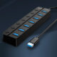 Multiport Adapter 7 In 1 USB 3.0 Dongle With Cable Data Adapter 5Gbps High Speed USB Hub For Laptop Printer Flash Drive 7-port HUB (1 USB3.0 port)