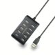 10-in-1 Usb  Hub 10 Ports 5v 500mA 480Mbps Portable Usb2.0 Interface Equipment Black