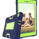 For Samsung Tab A T290 T295 PC+ Silicone Hit Color Armor Case Tri-proof Shockproof Dustproof Anti-fall Protective Tablet Cover  Black + mint green