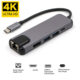 Usb C To Rj45 HD-MI Usb 3.0 Type C Port Hub Extender Gigabit Ethernet Lan 4k Thunderbolt 3 Usb-c Charger gray