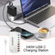 240W USB Charger Hub 4 USB A 4 USB C Hub PD Adapter Charging Block Plug Adapter