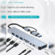 8 In 1 USB C Hub Multiport USB 3.0 Expander With Cable Portable Data Adapter Card Reader For Laptop PC Printer Flash Drive grey