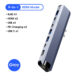 Usb C Hub Compatible for Macbook Pro Air M1, Dual Type-c To Usb 3.0 4k Hdmi-compatible Rj45 Pd 3 Sd/tf Adapter Gray silver