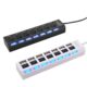 7 Ports LED USB 2.0 Adapter Hub Power on/off Switch for PC Laptop black