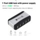 Vertical USB Hub Multi 7 Ports USB 2.0 Splitter with Power Adapter US Plug