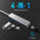 Ethernet Adapter 4 In 1 Hub 100/1000Mbps USB 3.0 Type-C To RJ45 Multiport LAN Network Adapter For Laptop PC Computer Gigabit 1000Mbps Silver
