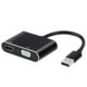 3-in-1  Adapter Cable Usb 3.0 To Hdmi-compatible Dual VGA Output Adapter Black