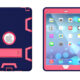 For iPad air2/iPad 6/iPad pro 9.7 2016 PC+ Silicone Hit Color Armor Case Tri-proof Shockproof Dustproof Anti-fall Protective Cover  Navy + Rose red