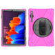 For Samsung Tab S7 T870 /Tab S7 Plus T970/T975 Protective Cover with Pen Slot Anti-fall Belt Holder + Wristband + Straps Rose red_Samsung Tab S7 Plus T970/T975